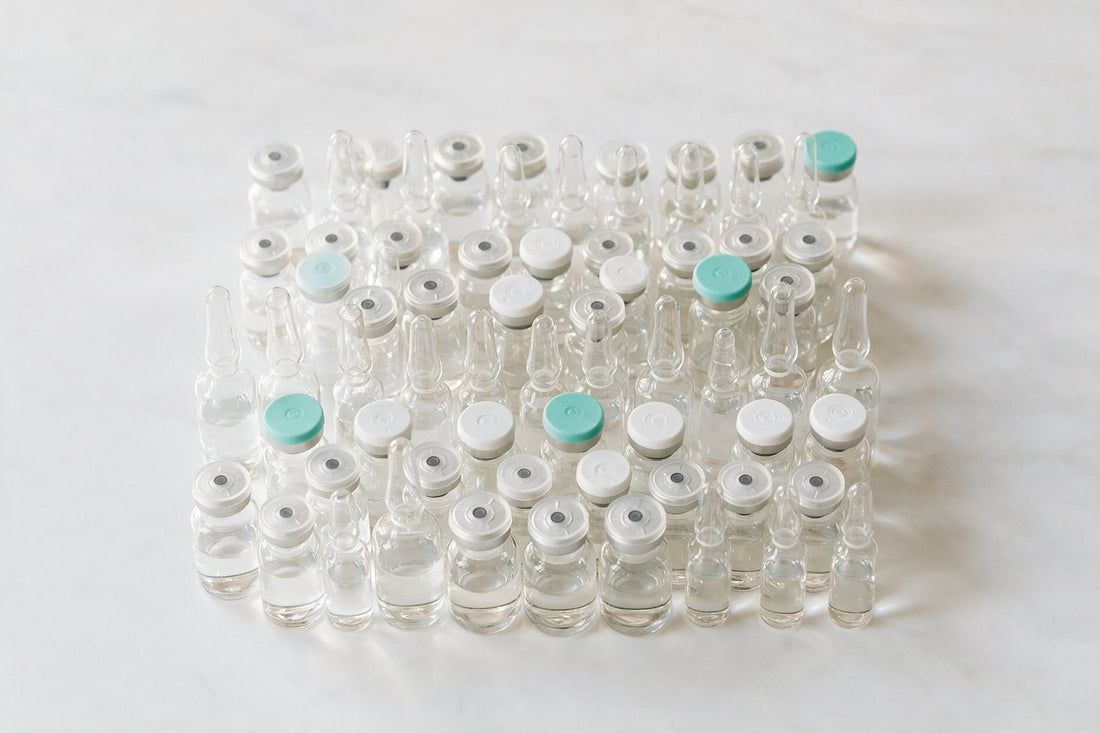 Aesthetic clinic vials and ampoules laid out in rows — what UK clinics are buying, Q3 2026