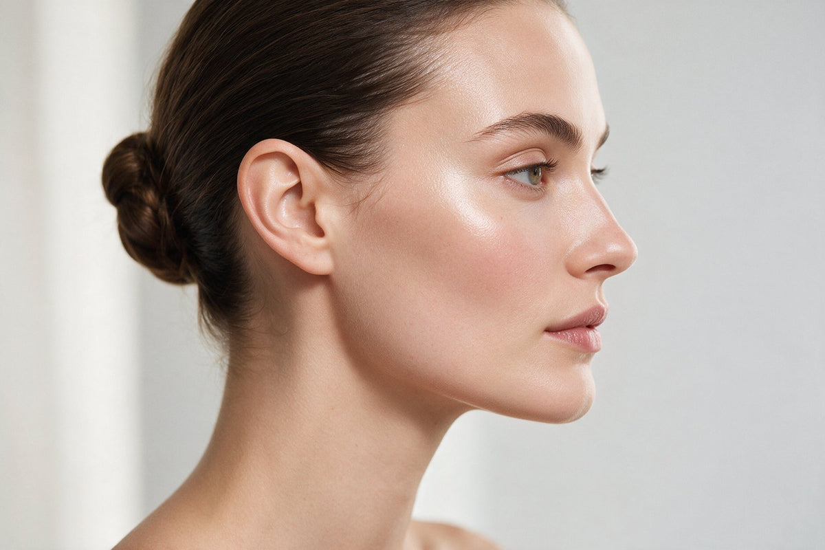 Full, lifted cheek and defined chin in soft light — Regenovue Deep Plus